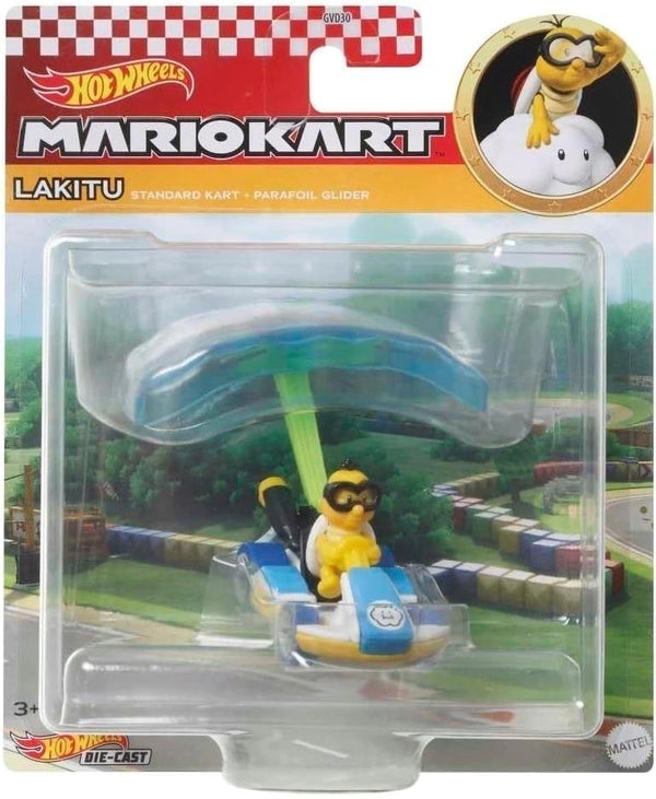 Hot Wheels Mattel Mario Kart Glider Lakitu Standard Kart com Parafoil