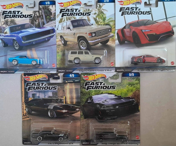 Hot Wheels Fast &amp; Furious – Set Completo (5 miniaturas Velozes e Furiosos)