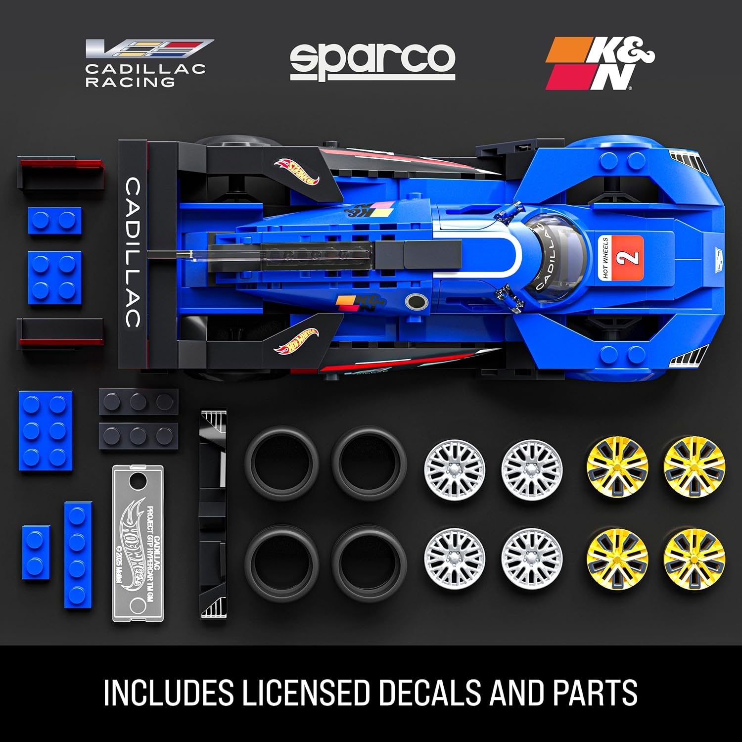 Hot Wheels Jogo de Construção Speed Cadillac Project GTP Hypercar em escala 1:32 com Placa de Coleção e 1 carrinho de metal Perfeito para colecionadores