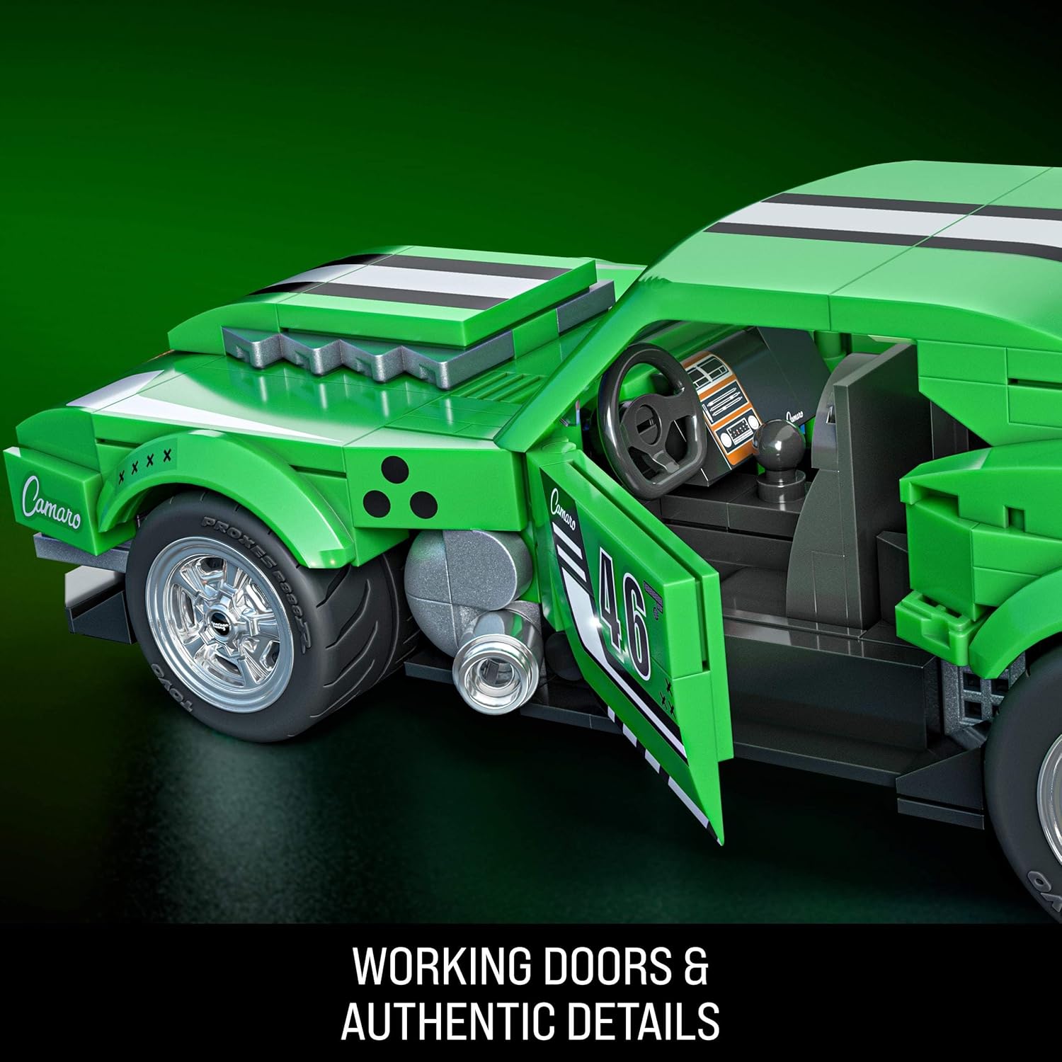 Hot Wheels Jogo de Construção Speed 68 Custom Camaro em escala 1:32 com Placa de Coleção e 1 carrinho de metal Perfeito para colecionadores