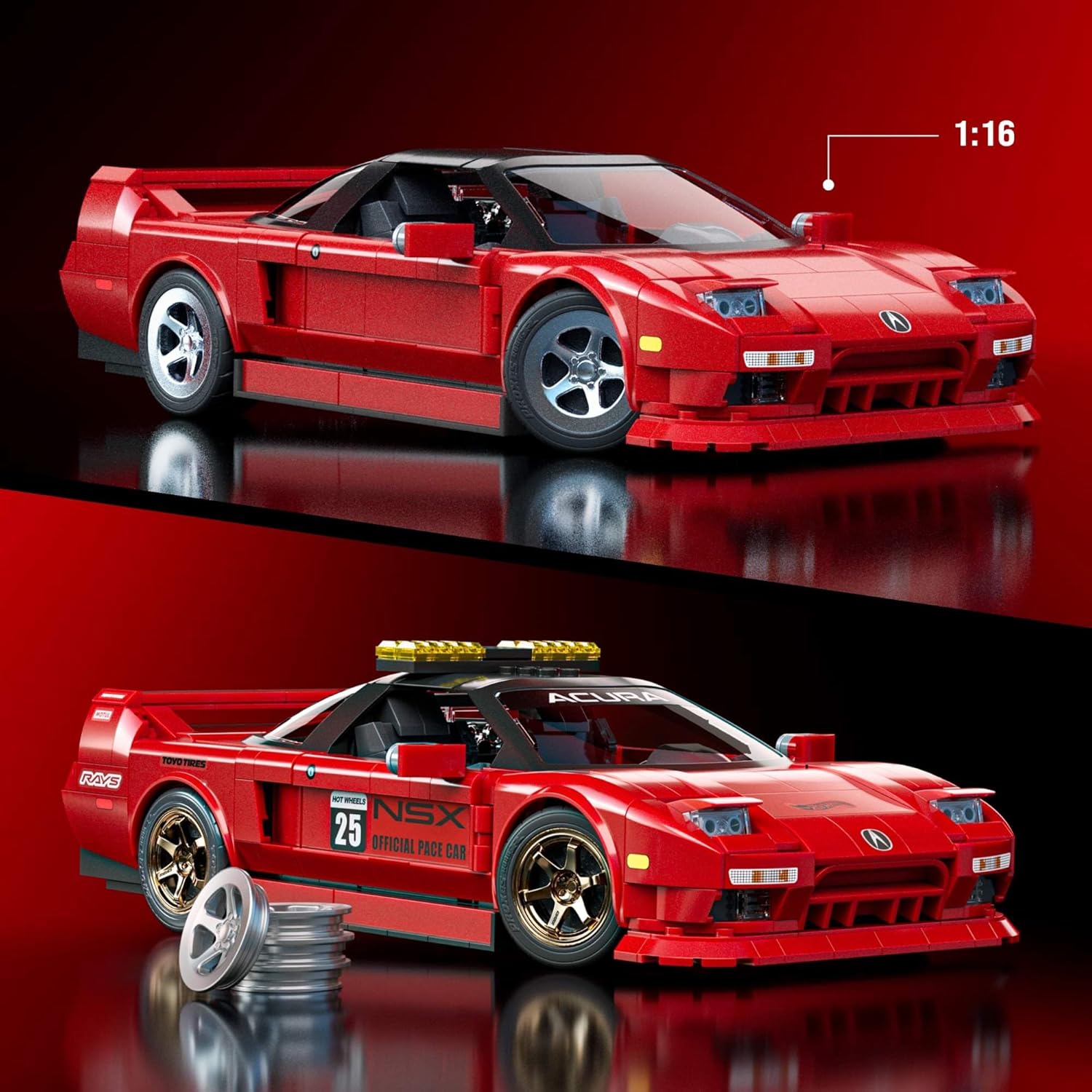 Hot Wheels Jogo de Construção Elite Acura NSX em escala 1:16