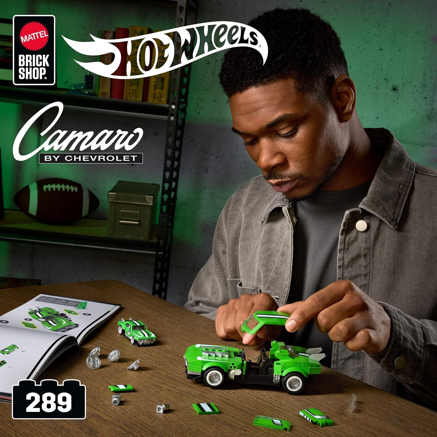 Hot Wheels Jogo de Construção Speed 68 Custom Camaro em escala 1:32 com Placa de Coleção e 1 carrinho de metal Perfeito para colecionadores