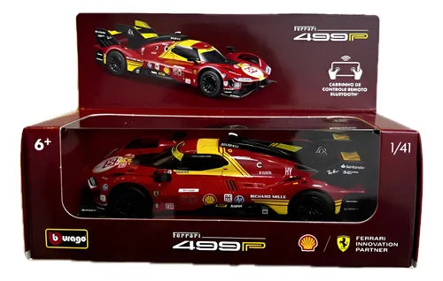 Miniatura Ferrari/shell 499p, 1/41 Bburago, Controle Remoto Vermelho
