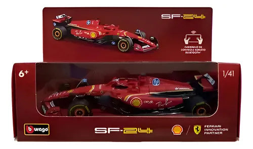 Miniatura Ferrari/shell Sf-24, 1/41 Bburago, Controle Remoto Vermelho