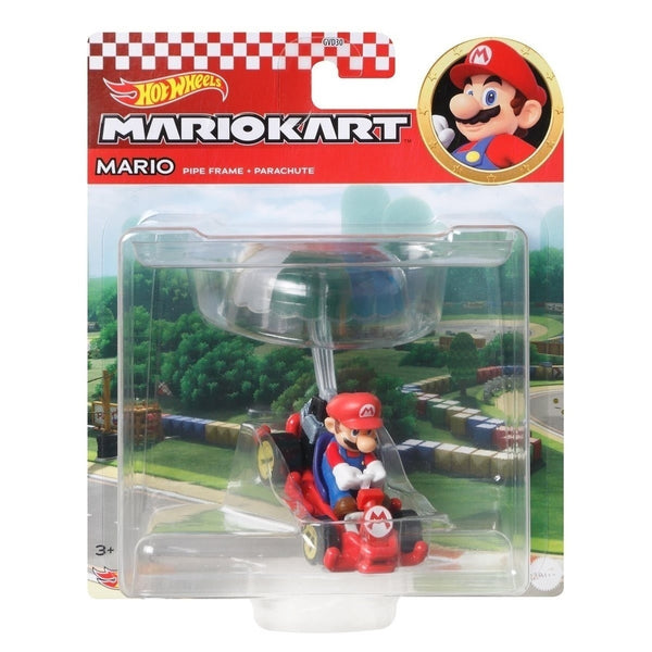 Hot Wheels Mattel Mario Kart Glider Mario Pipe Frame com Parachute