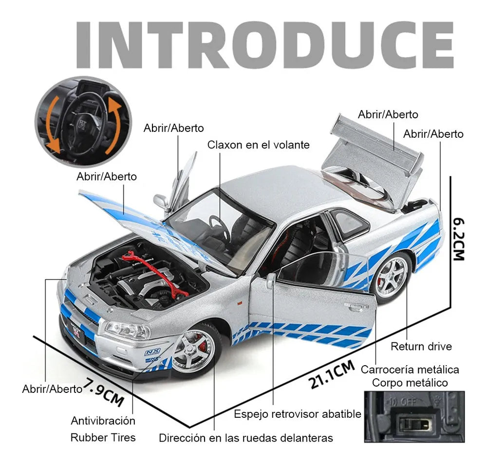 Coleção Velozes e Furiosos: Nissan Skyline GT-R (R34) - Escala 1:43